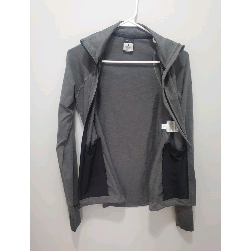 Nike Jacket Womens Small Gray Solid Running Full Zip Dri Fit Sweatshirt - Picture 6 of 9